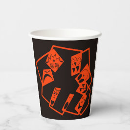 Abstract, pompoen gezichten op zwart, Halloween Papieren Bekers