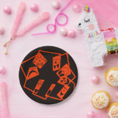 Abstract, pompoen gezichten op zwart, Halloween Papieren Bordje (Feest)