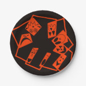 Abstract, pompoen gezichten op zwart, Halloween Papieren Bordje (Voorkant)