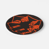 Abstract, pompoen gezichten op zwart, Halloween Papieren Bordje (Gekanteld)