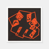 Abstract, pompoen gezichten op zwart, Halloween Servet (Voorkant)