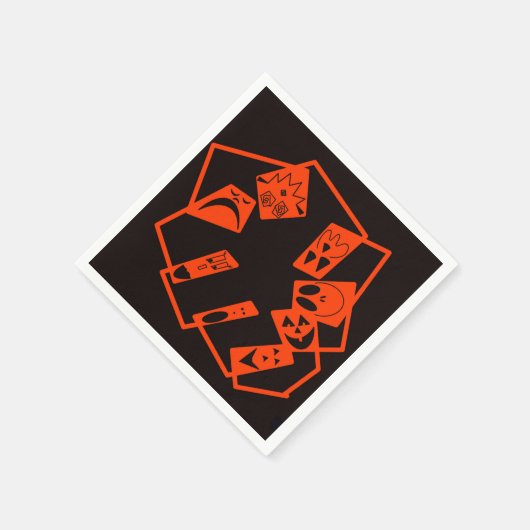 Abstract, pompoen gezichten op zwart, Halloween Servet (Hoek)