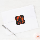 Abstract, pompoen gezichten op zwart, Halloween Vierkante Sticker (Envelop)