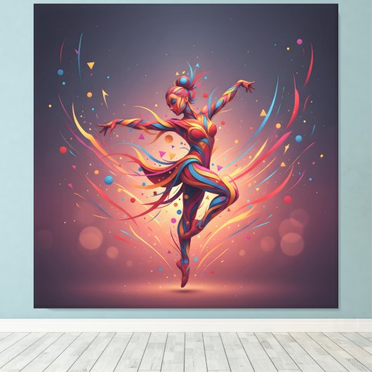 Abstract Pop Art Dancer  Canvas Afdruk (Insitu (Houten vloer))