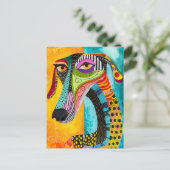 Abstract pop-art dog faces in cheerful colors briefkaart (Staand voorkant)