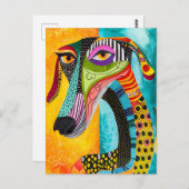 Abstract pop-art dog faces in cheerful colors briefkaart (Voorkant / Achterkant)