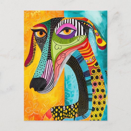 Abstract pop-art dog faces in cheerful colors briefkaart (Voorkant)