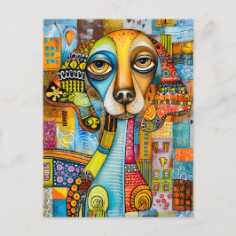 Abstract pop-art dog faces in cheerful colors.  briefkaart