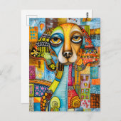 Abstract pop-art dog faces in cheerful colors. briefkaart (Voorkant / Achterkant)