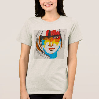 Abstract Pop Art Portret Grafische T-Shirt voor Vr