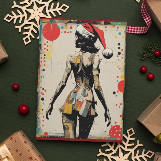 Abstract Pop Art Woman Christmas Card Custom Kaart