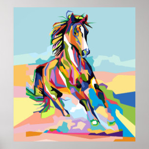 Abstract Popart-paard in WPAP Poster