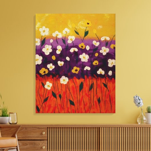 "Abstract Poppies 2" van Linda Powell~Canvas Canvas Afdruk (Insitu (Woonkamer))
