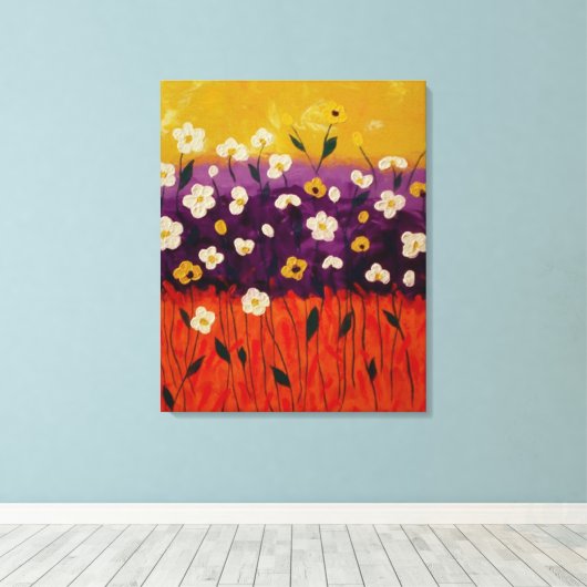 "Abstract Poppies 2" van Linda Powell~Canvas Canvas Afdruk (Insitu (Houten vloer))