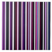 Abstract Populair Paarse Zwarte Strepen Collectie Tegeltje (Voorkant)