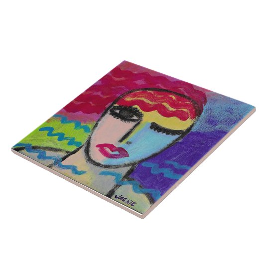 Abstract Portrait of a Red Head Tegeltje (Zijkant)