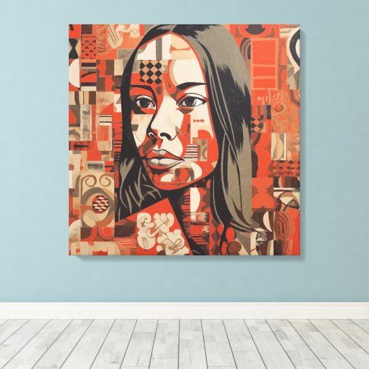 Abstract Portrait of a Woman Canvas Afdruk (Insitu (Houten vloer))