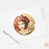 Abstract portret 3 ronde sticker (Envelop)