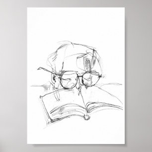Abstract Portret Boekliefhebber Poster