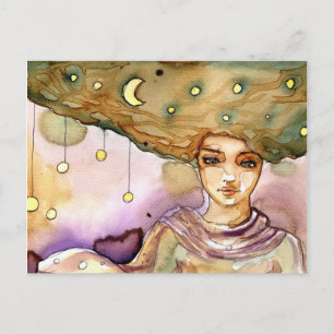 Abstract portret en  vrouw briefkaart