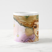 Abstract portret en  vrouw grote koffiekop (Voorkant)