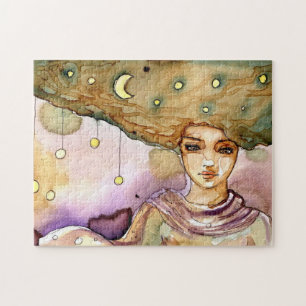 Abstract portret en vrouw legpuzzel