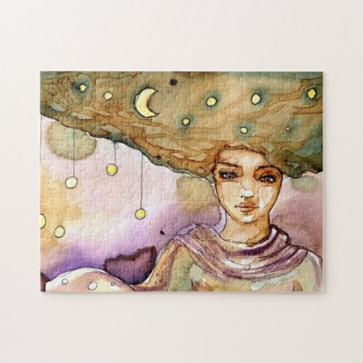 Abstract portret en  vrouw legpuzzel (Horizontaal)