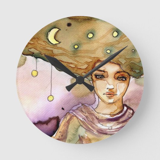 Abstract portret en vrouw ronde klok (Voorkant)