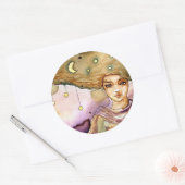 Abstract portret en  vrouw ronde sticker (Envelop)