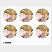 Abstract portret en  vrouw ronde sticker (Vel)