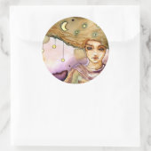 Abstract portret en  vrouw ronde sticker (Tas)