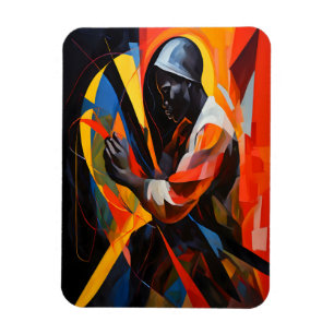 Abstract portret in levendige kleuren moderne kuns magneet