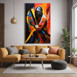 Abstract portret in levendige kleuren moderne kuns perfect poster