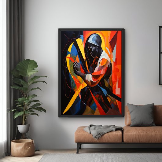 Abstract portret in levendige kleuren moderne kuns perfect poster