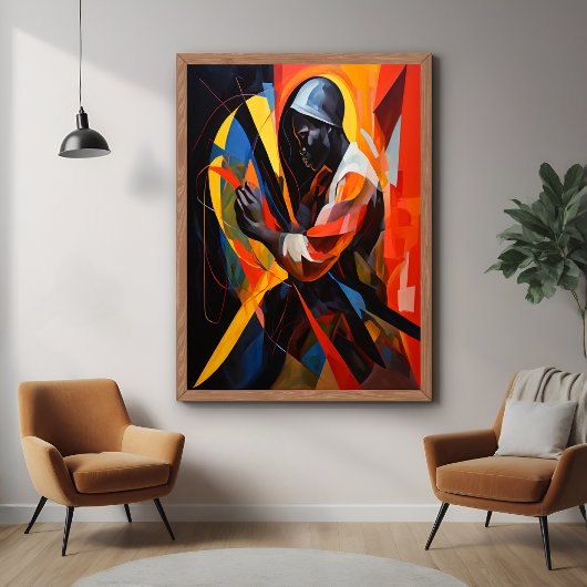 Abstract portret in levendige kleuren moderne kuns poster