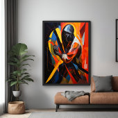 Abstract portret in levendige kleuren moderne kuns poster