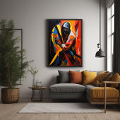 Abstract portret in levendige kleuren moderne kuns poster