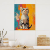abstract portret, kleur blokken, wit haar, modern poster (Keuken)