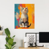 abstract portret, kleur blokken, wit haar, modern poster (Thuiskantoor)