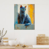 abstract portret, kleurblokken, wit haar, modern poster (Keuken)