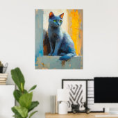 abstract portret, kleurblokken, wit haar, modern poster (Thuiskantoor)