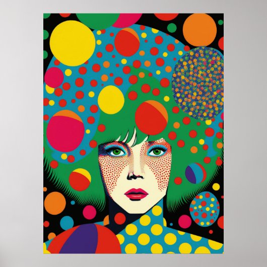 Abstract portret met polkadots poster (Voorkant)