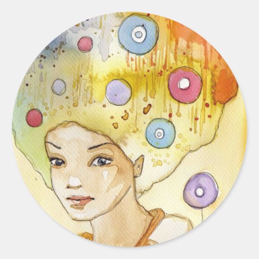 Abstract portret ronde sticker (Voorkant)
