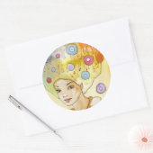 Abstract portret ronde sticker (Envelop)