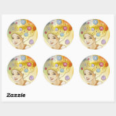 Abstract portret ronde sticker (Vel)