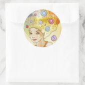 Abstract portret ronde sticker (Tas)