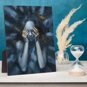 Abstract portret – surrealistische blauwe kunst fotoplaat