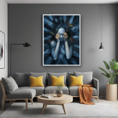 Abstract portret – surrealistische blauwe kunst perfect poster