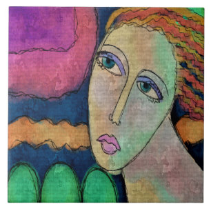 Abstract portret van een digitaal schilderij voor  tegeltje