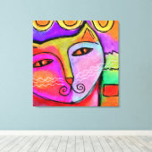 Abstract portret van een kat canvas afdruk (Insitu (Houten vloer))